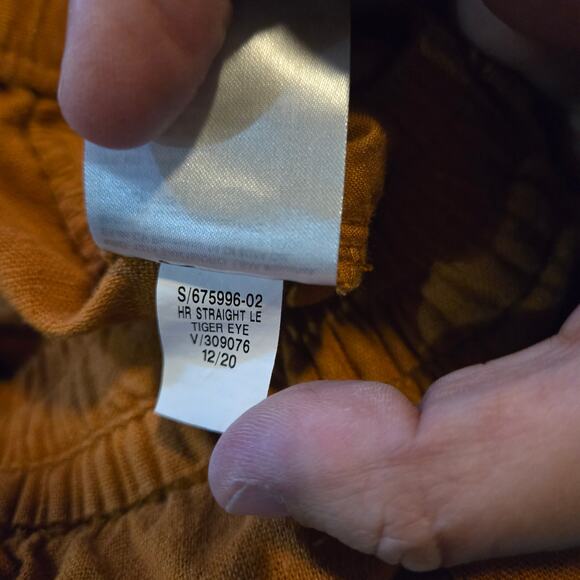 Old Navy Linen Blend High Rise Pants Tiger Eye Medium Tall - Picture 5 of 9